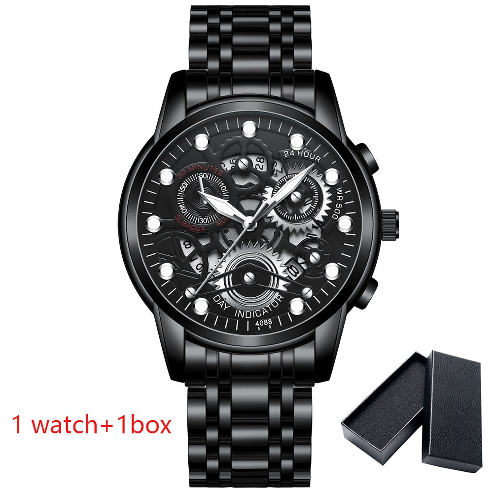 Watch Men Skeleton Automatic quartz Watch Gold Skeleton Vintage Man Watchwrist watches for men