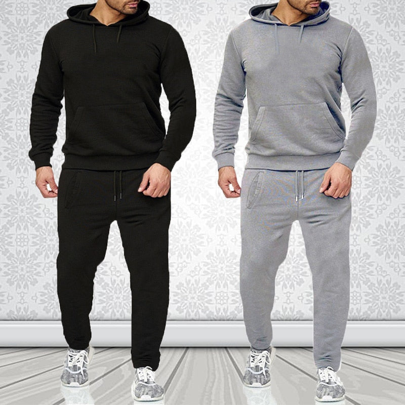 Newest Autumn and Winter Long Sleeve Sports Leisure Fashion Hooded Men's Clothing Solid Color Drawstring Sweater Men's Tracksuit