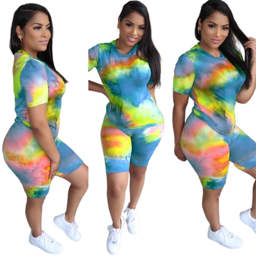 two piece set women 2 piece set women outfits home clothes 2 pieces sets t shirts shorts o-neck print  sexy wholesale