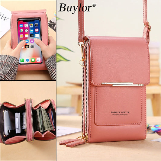 Buylor сумка женская Women&#39;s Bag Soft Leather Small Wallets Touch Screen Cell Phone Purse Fashion Handbag Crossbody Shoulder Bag