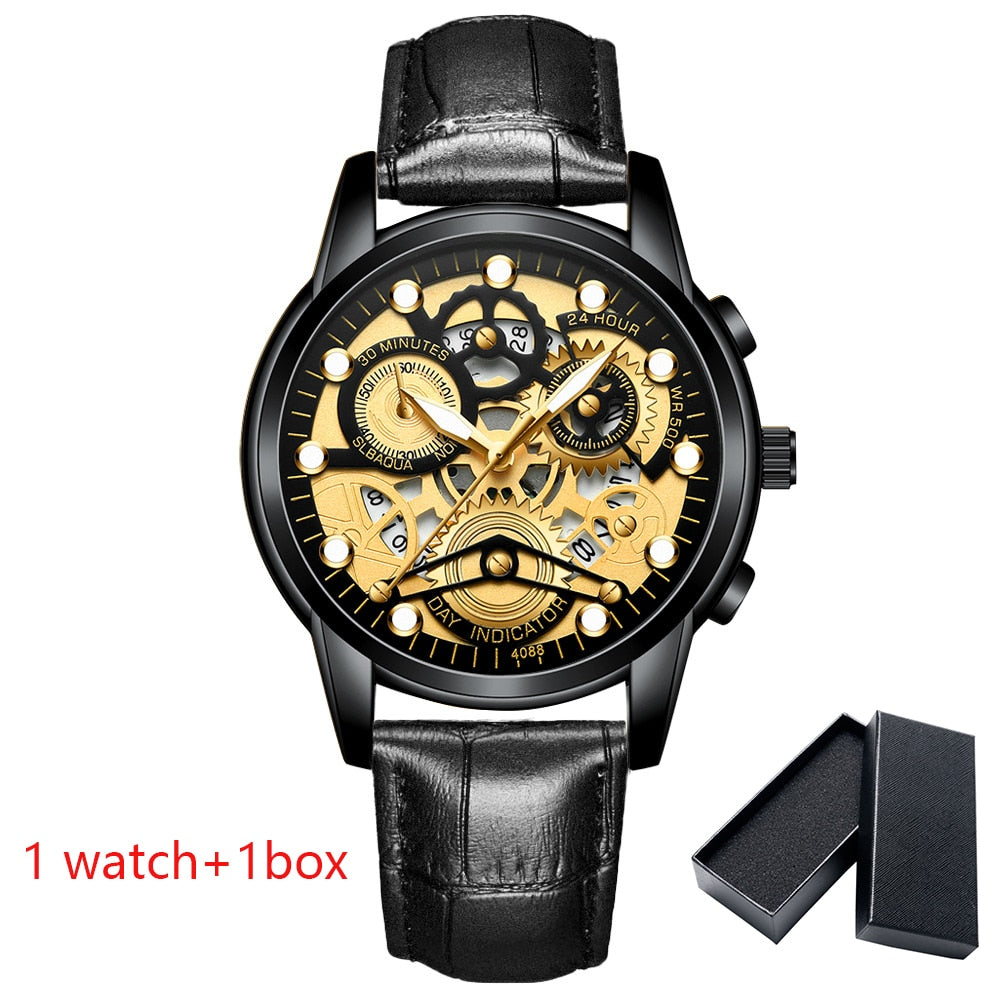 Watch Men Skeleton Automatic quartz Watch Gold Skeleton Vintage Man Watchwrist watches for men