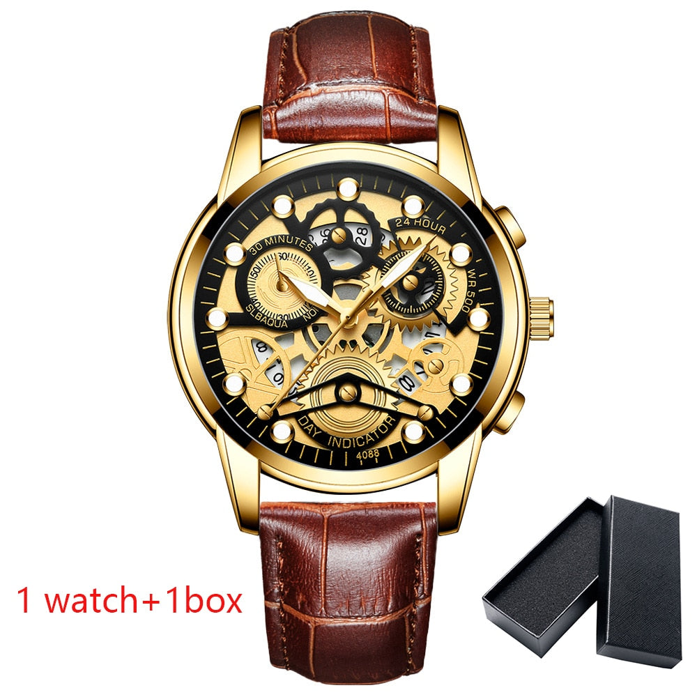 Watch Men Skeleton Automatic quartz Watch Gold Skeleton Vintage Man Watchwrist watches for men