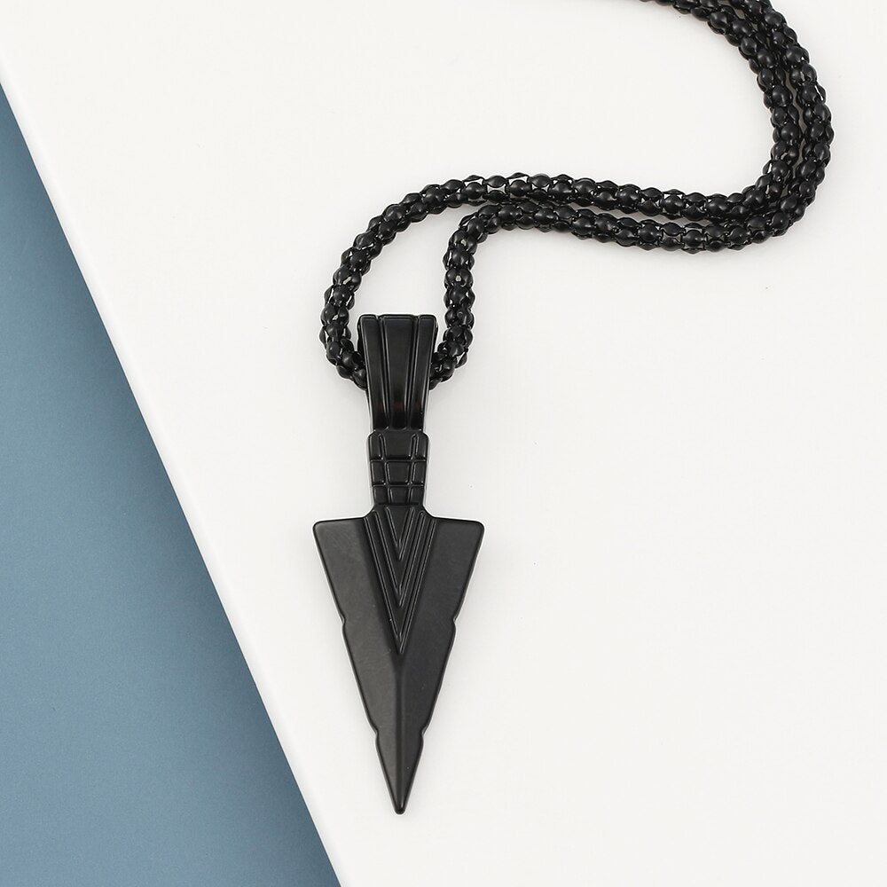 Trendy Arrow Triangle Men Pendant Necklace Stainless Stell Box Chain Necklace For Men Jewelry Gift