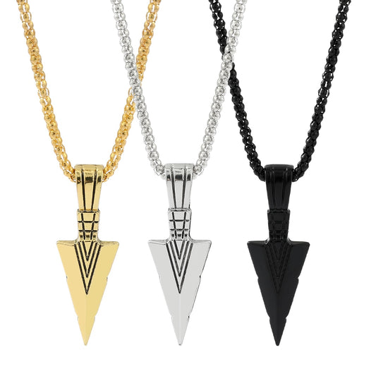 Trendy Arrow Triangle Men Pendant Necklace Stainless Stell Box Chain Necklace For Men Jewelry Gift