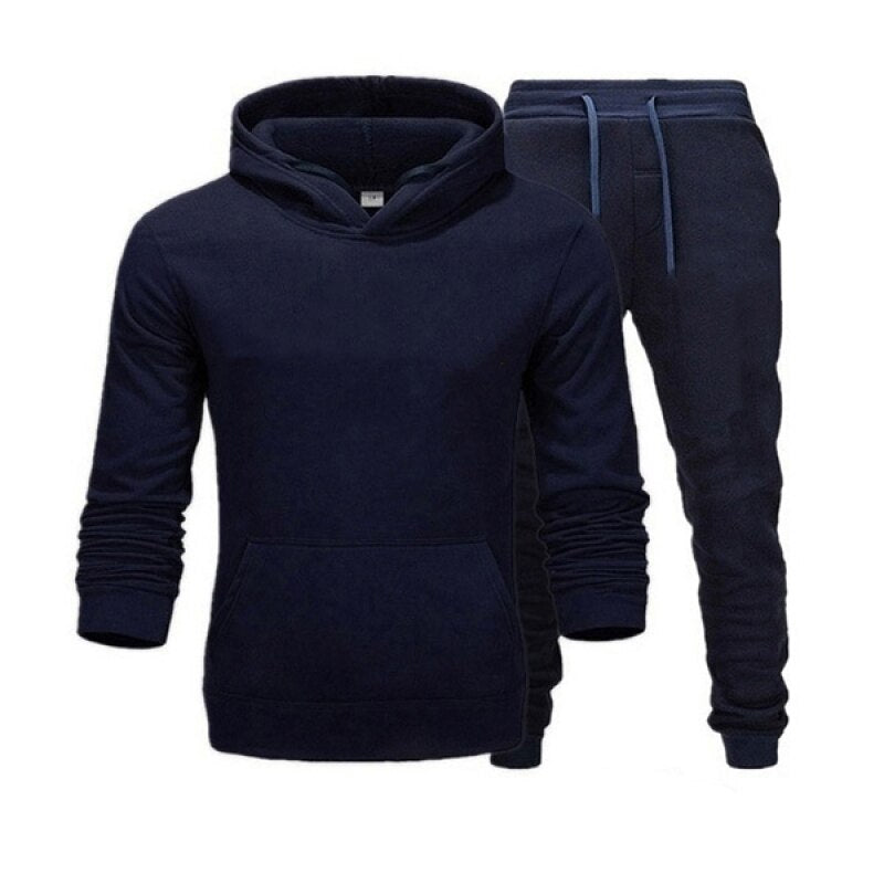 Newest Autumn and Winter Long Sleeve Sports Leisure Fashion Hooded Men's Clothing Solid Color Drawstring Sweater Men's Tracksuit