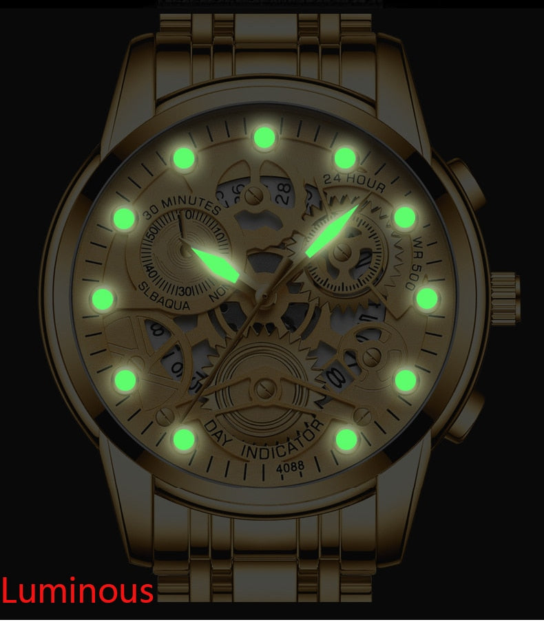 Watch Men Skeleton Automatic quartz Watch Gold Skeleton Vintage Man Watchwrist watches for men