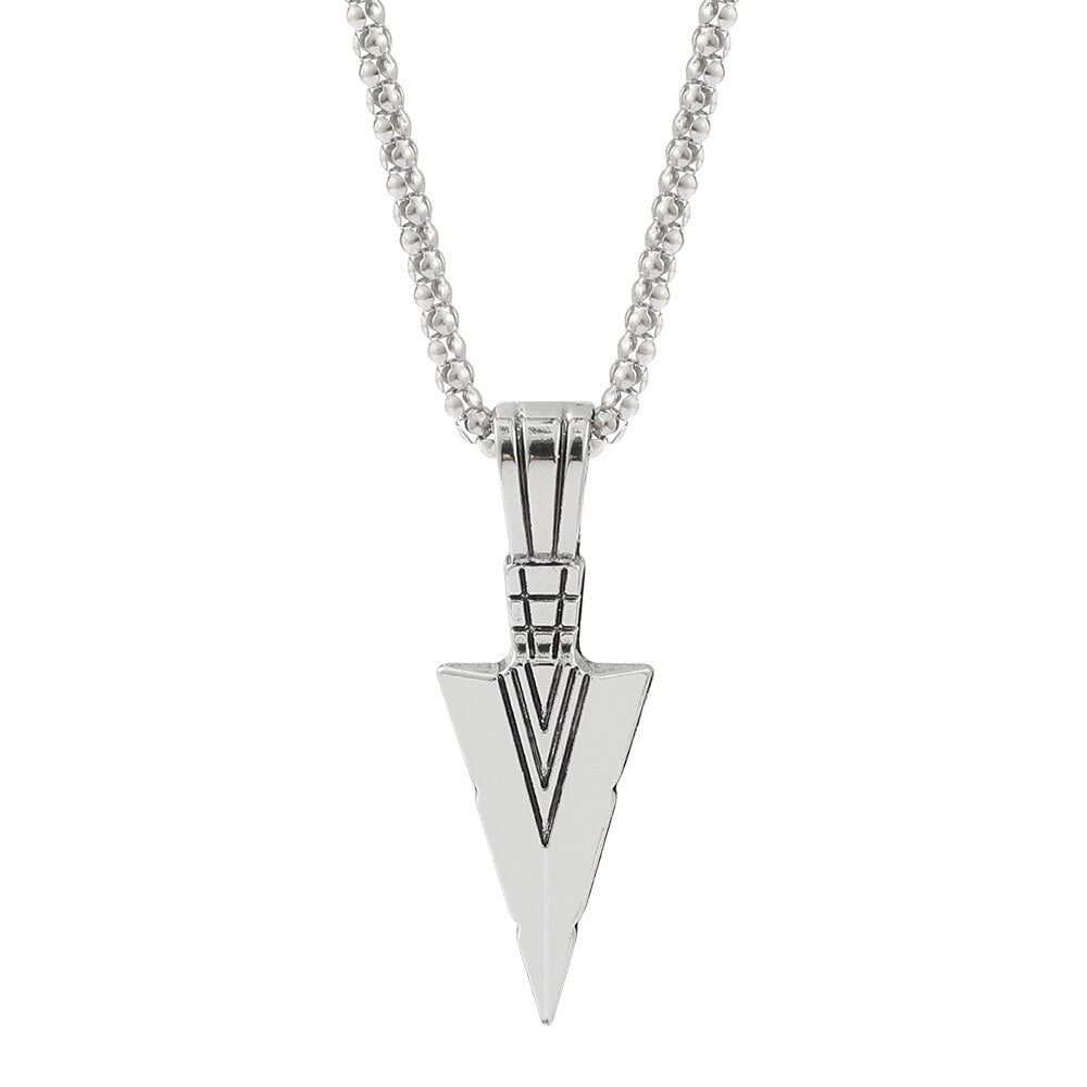 Trendy Arrow Triangle Men Pendant Necklace Stainless Stell Box Chain Necklace For Men Jewelry Gift