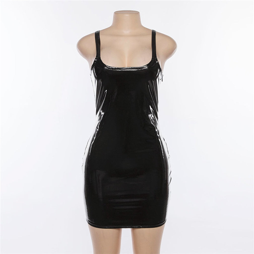 Soft Faux Leather Bodycon Night Club Dress