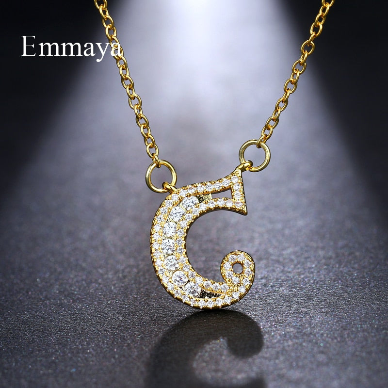 Emmaya Letters Chain Pendants Necklaces Women&#39;s Zircon Hip Hop Jewelry With Gold Color Tennis Chain Party Wedding Gift