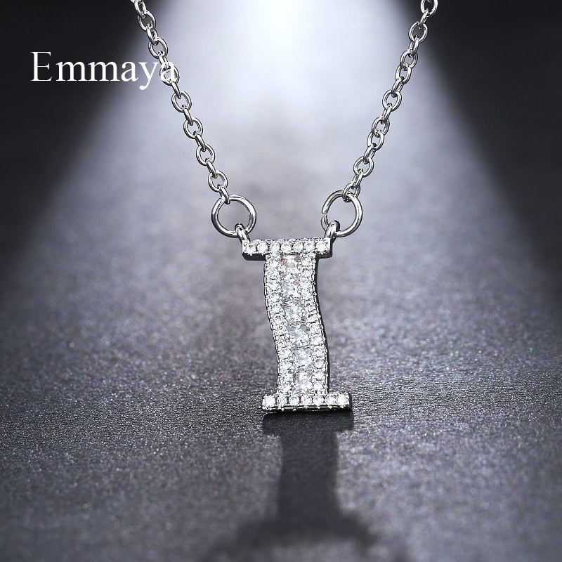 Emmaya Letters Chain Pendants Necklaces Women&#39;s Zircon Hip Hop Jewelry With Gold Color Tennis Chain Party Wedding Gift