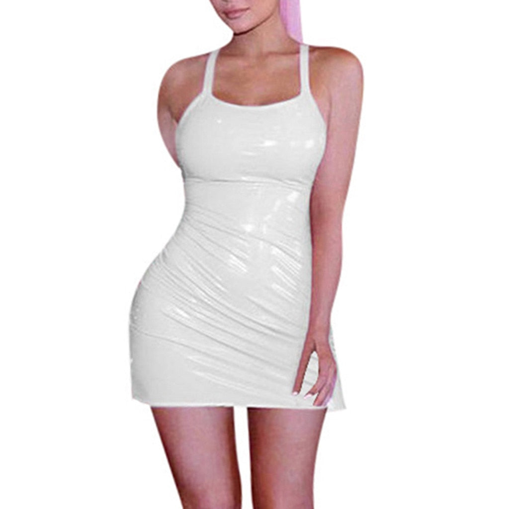 Soft Faux Leather Bodycon Night Club Dress