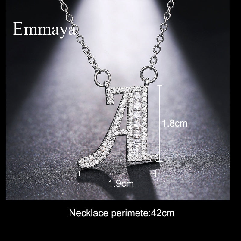 Emmaya Letters Chain Pendants Necklaces Women&#39;s Zircon Hip Hop Jewelry With Gold Color Tennis Chain Party Wedding Gift