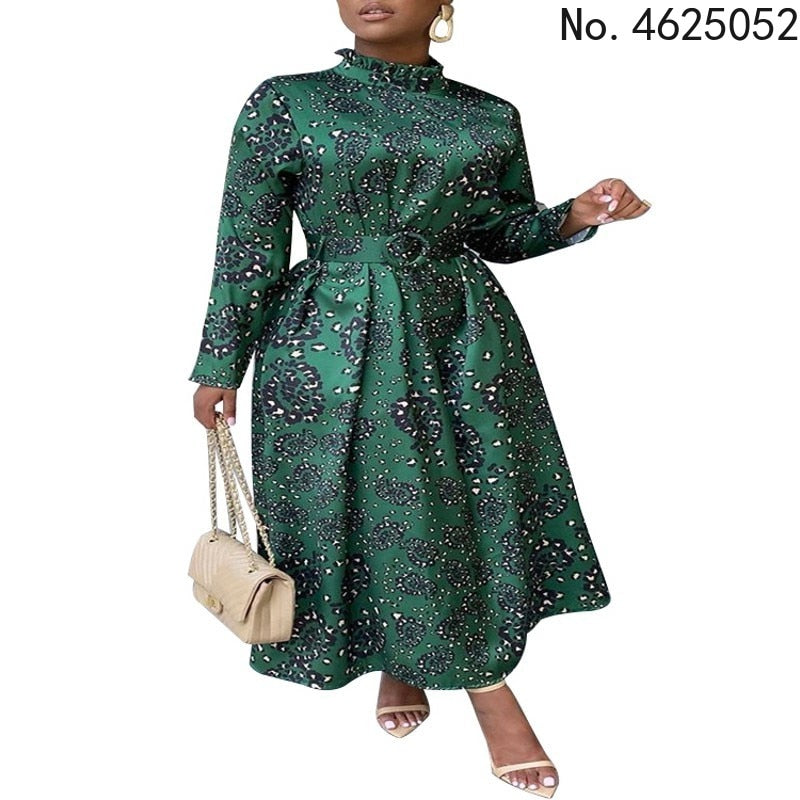 New Fashion African Dresses For Women 2022 Autumn Winter Dashiki Africa Long Sleeve Style Print Rich Bazin Dashiki Maix Dresses