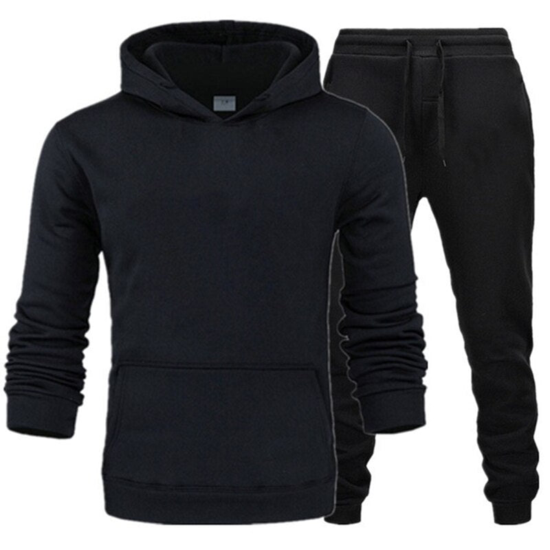 Newest Autumn and Winter Long Sleeve Sports Leisure Fashion Hooded Men's Clothing Solid Color Drawstring Sweater Men's Tracksuit