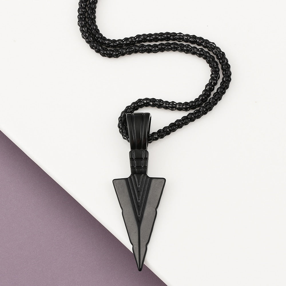 Trendy Arrow Triangle Men Pendant Necklace Stainless Stell Box Chain Necklace For Men Jewelry Gift