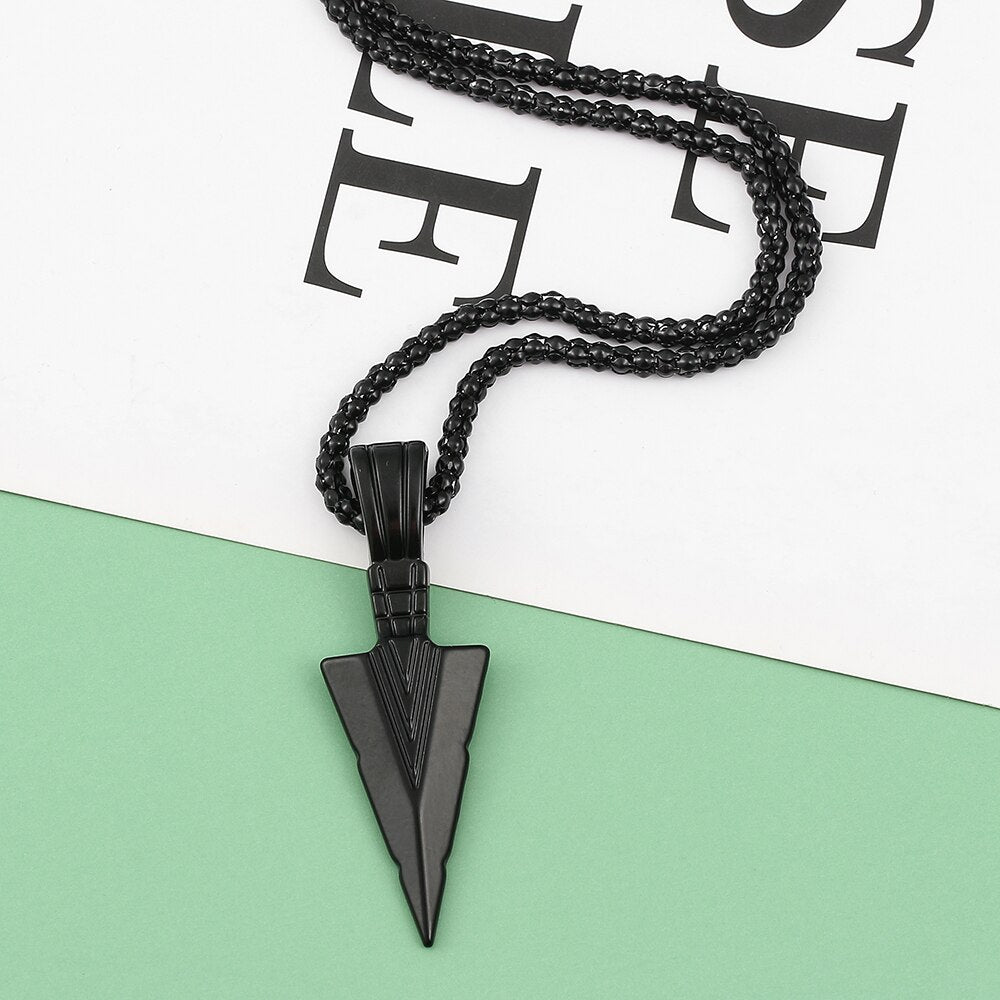 Trendy Arrow Triangle Men Pendant Necklace Stainless Stell Box Chain Necklace For Men Jewelry Gift