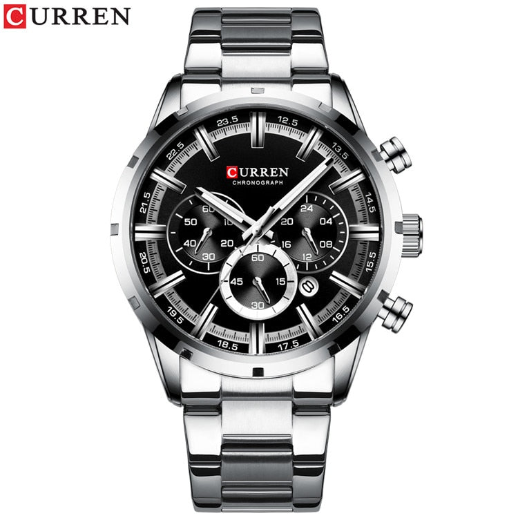 Curren Men&#39;s Watch Blue Dial Stainless Steel Band Date Mens Business Male Watches Waterproof Luxuries Men Wrist Watches for Men