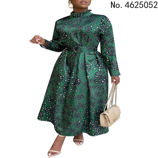 New Fashion African Dresses For Women 2022 Autumn Winter Dashiki Africa Long Sleeve Style Print Rich Bazin Dashiki Maix Dresses