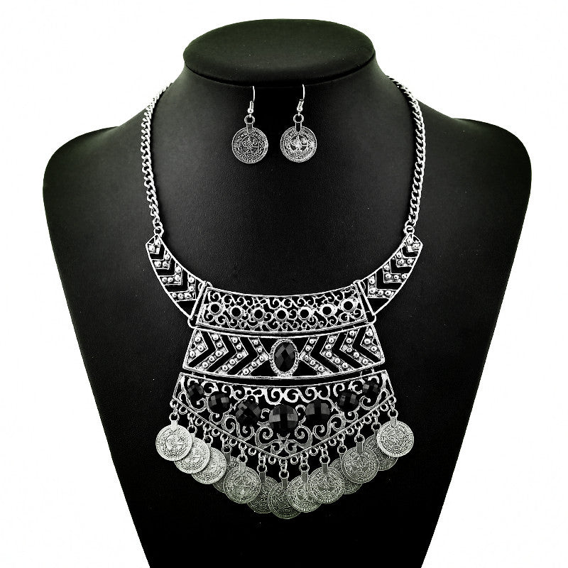 Fashion Alloy Luxury Coin Necklace Royal Gem