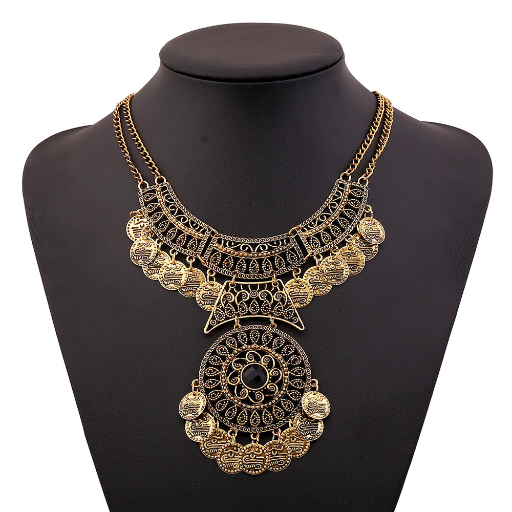 Fashion Alloy Luxury Coin Necklace Royal Gem