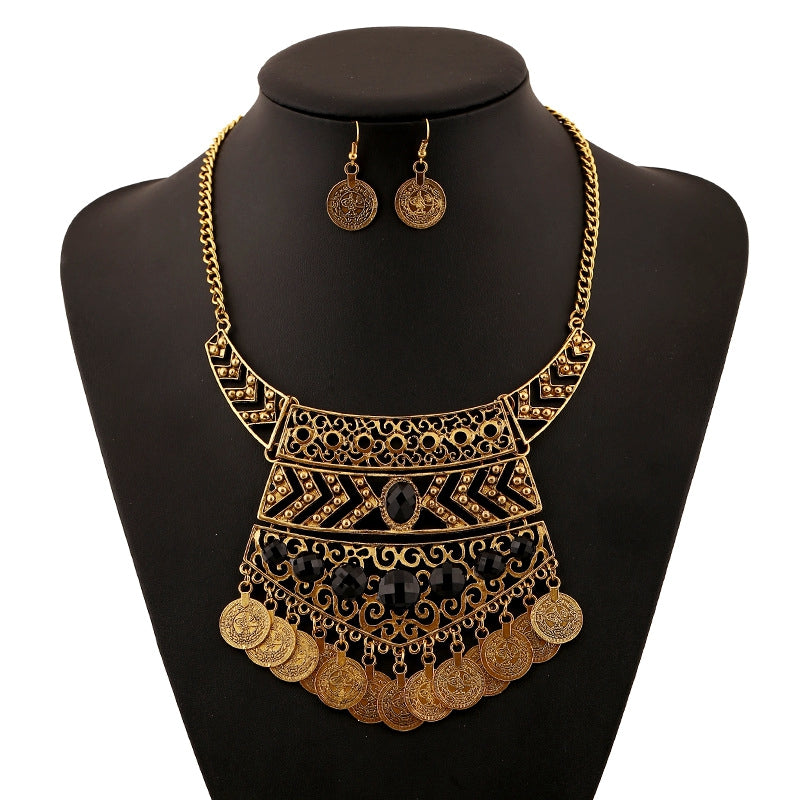 Fashion Alloy Luxury Coin Necklace Royal Gem