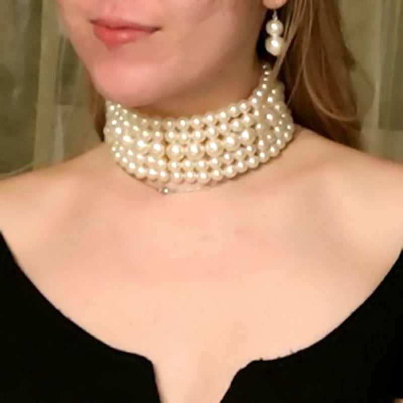 Fashion Multi-Layer Earrings Bridal Banquet Necklace Pearl