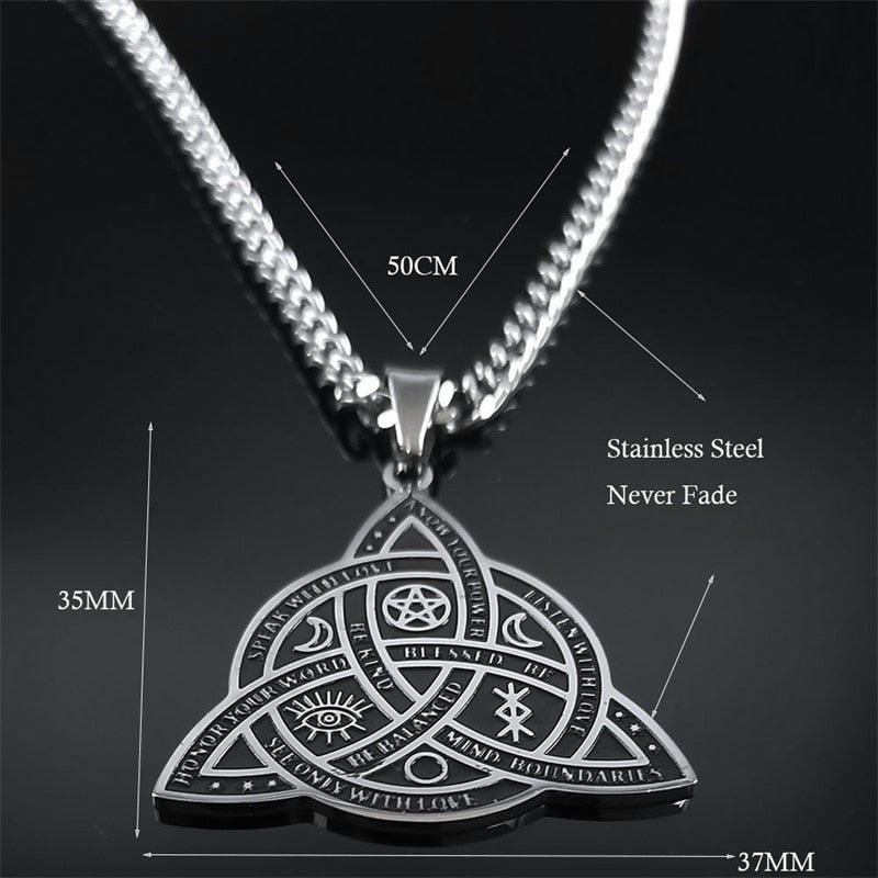 Viking Witch Celtic Knot Pendant Necklace Stainless Steel Men Chain Odin Gothic Necklace Protection Amulet Jewelry nudo de bruj