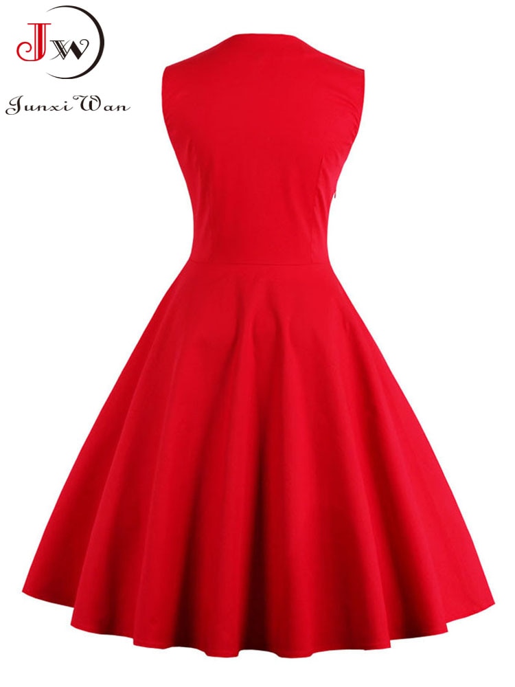 S-4XL Women Robe Retro  Vintage Dress 50s 60s Rockabilly Dot Swing Pin Up Summer Party Dresses Elegant Tunic Vestidos Casual