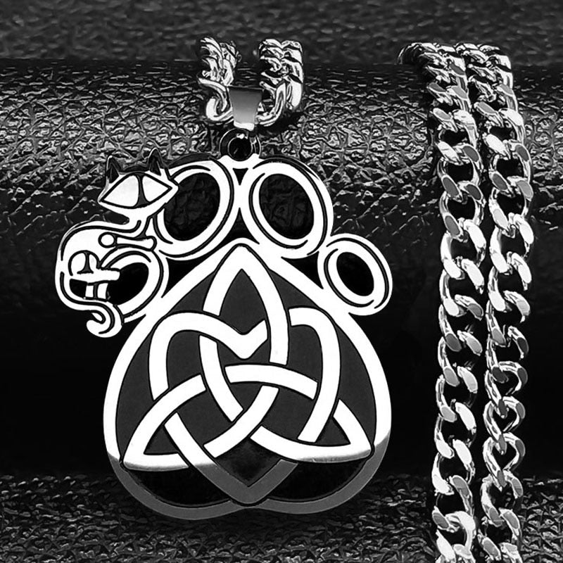 Viking Witch Celtic Knot Pendant Necklace Stainless Steel Men Chain Odin Gothic Necklace Protection Amulet Jewelry nudo de bruj