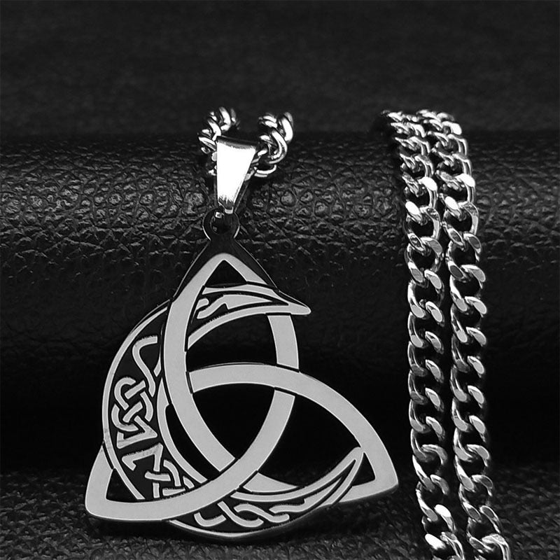 Viking Witch Celtic Knot Pendant Necklace Stainless Steel Men Chain Odin Gothic Necklace Protection Amulet Jewelry nudo de bruj