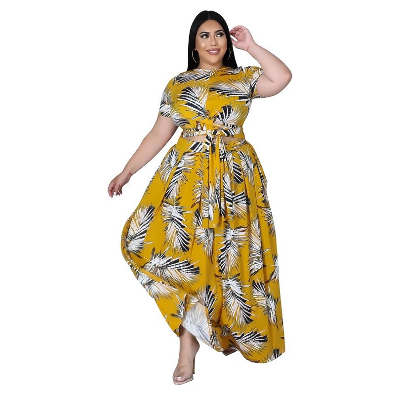 African Clothes for Women Summer African Women Printing dress Two Pieces Sets Top and Skirts African Clothing L-5XL