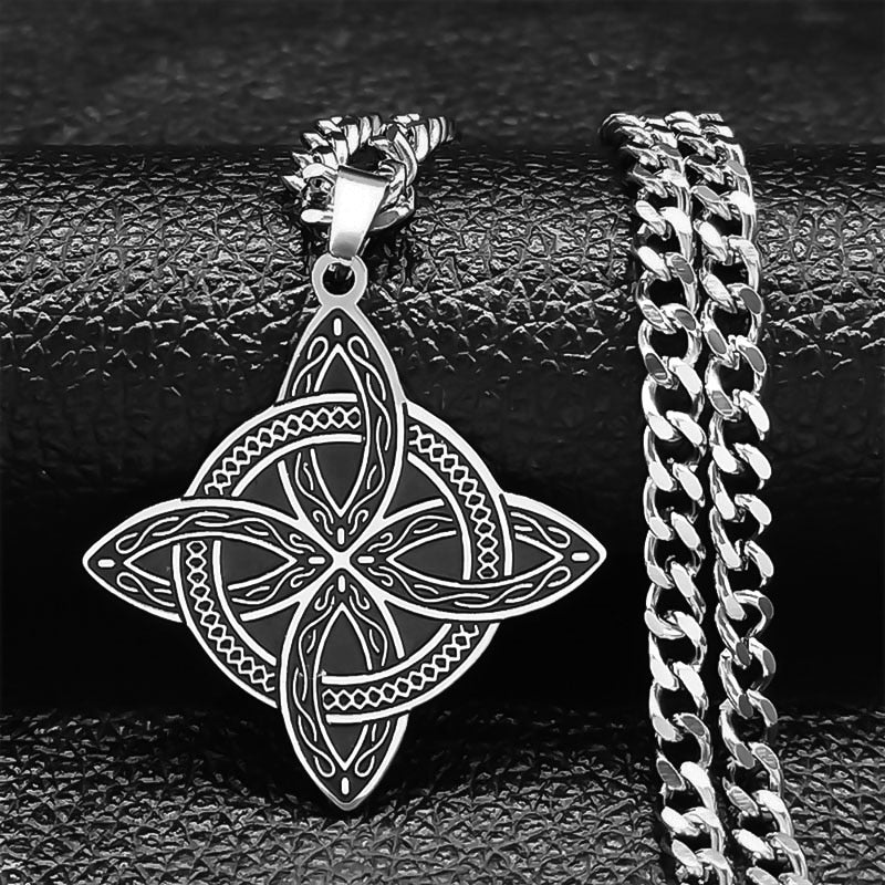 Viking Witch Celtic Knot Pendant Necklace Stainless Steel Men Chain Odin Gothic Necklace Protection Amulet Jewelry nudo de bruj