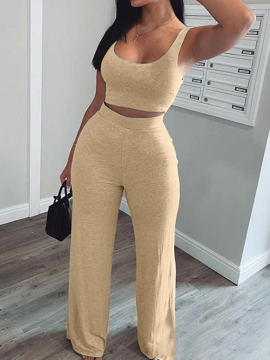 Women Two Piece Set Star Print Crop Short Tank &amp; Long Pants Suits O-neck Crop Top Sweatpants Women&#39;s Clothing Summer 2022