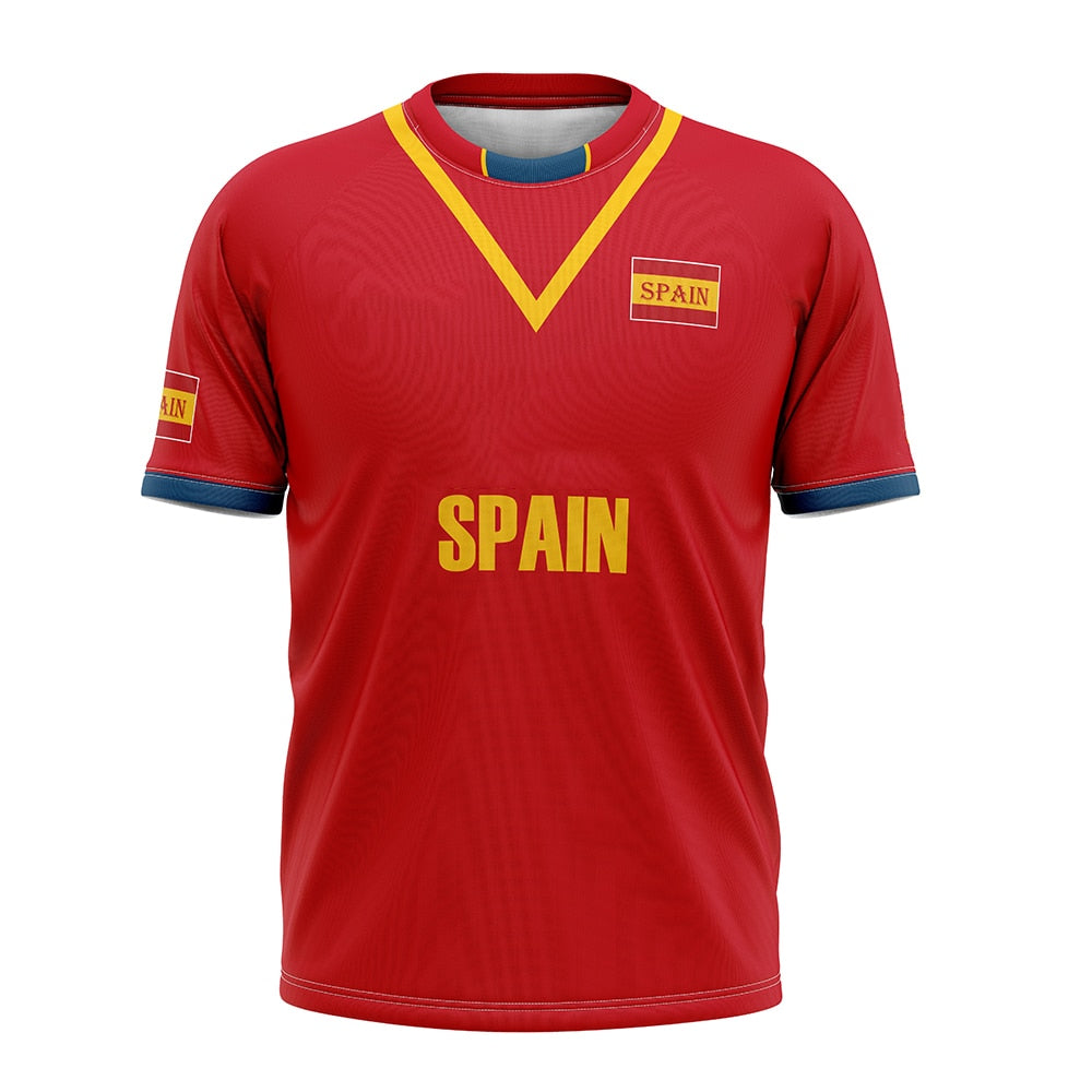 Football Shirt 2022 2023 Diy Soccer T-shirt Man Spain Oversized Football Shirts 22/23 National Team Customized Fan Uniform