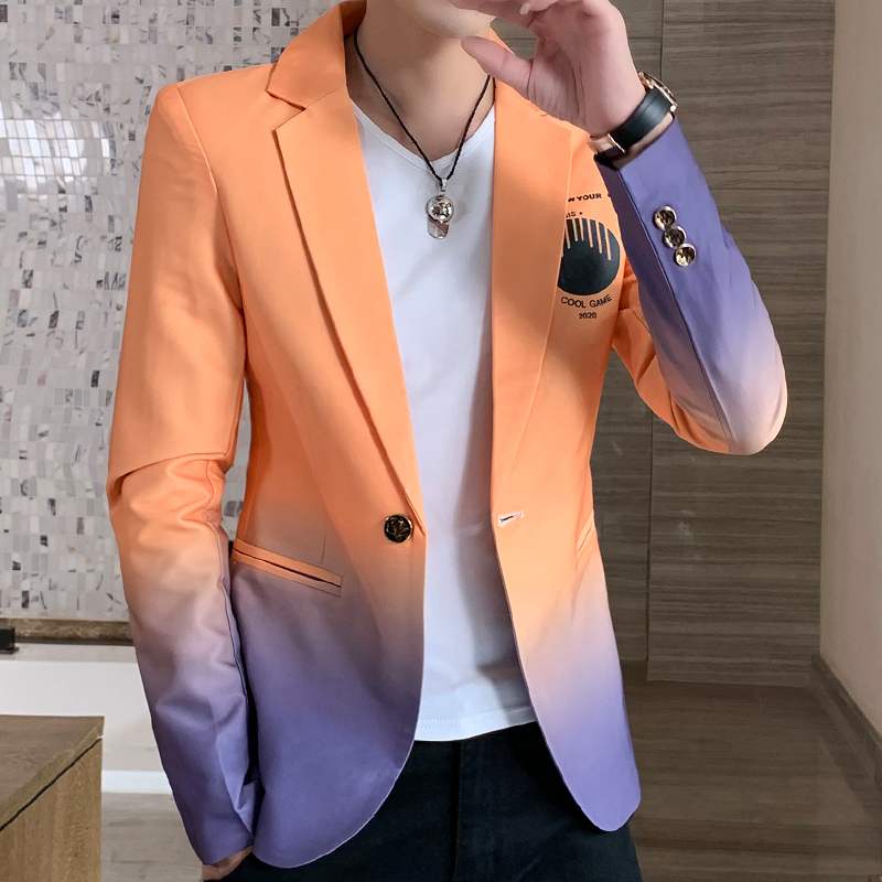 Men Blazer 2022 Spring New Colorblock Plaid Blazer Men Slim Casual Man Blazers Wedding Business Party Clothing Dress Men Coats