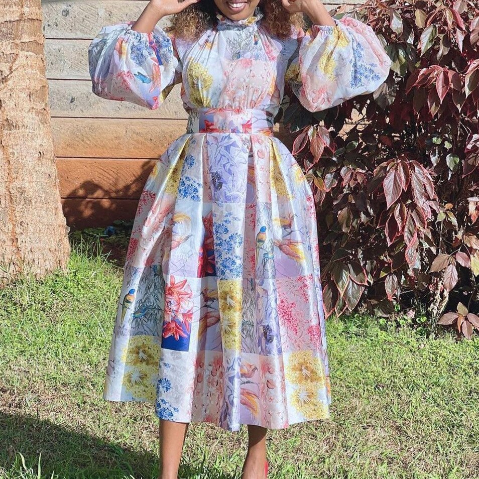 Summer African Dresses for Women 2022 New Arrival African Women Long Sleeve Printing Polyester Dress African Clothes for Women