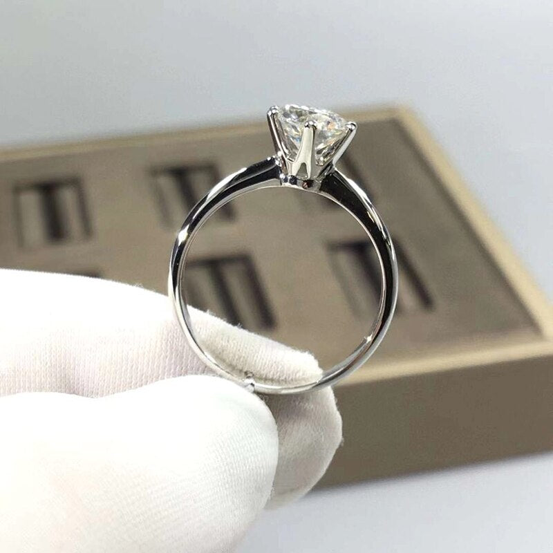 AETEEY Real Moissanite Diamond Ring 1ct 2ct 3ct D Color 925 Sterling Silver Six Prong Ring Wedding Fine Jewelry for Women RI020