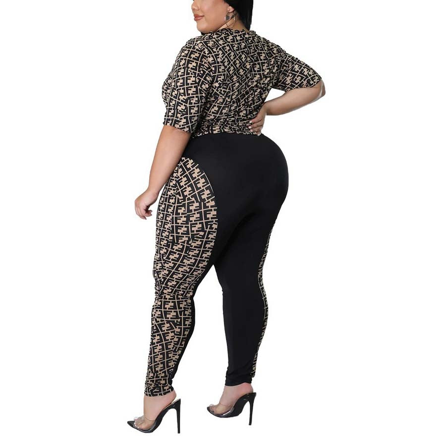 Pants Sets for Plus Size Women 2022 Geometric Printed Blouse &amp; Long Trousers Fashion Skinny Two Pieces Matching Sets Clothes New