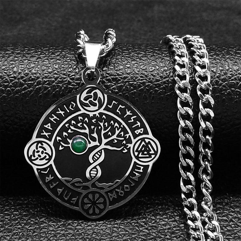 Viking Witch Celtic Knot Pendant Necklace Stainless Steel Men Chain Odin Gothic Necklace Protection Amulet Jewelry nudo de bruj