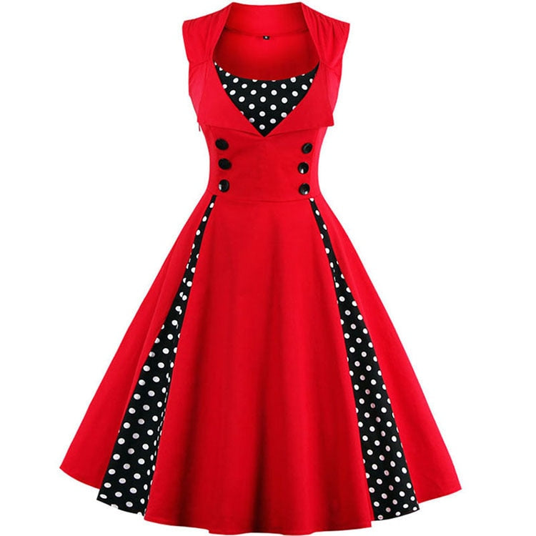 S-4XL Women Robe Retro  Vintage Dress 50s 60s Rockabilly Dot Swing Pin Up Summer Party Dresses Elegant Tunic Vestidos Casual