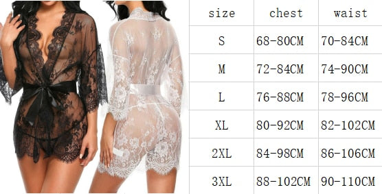 New Sexy Women Lingerie Lace Ruffles Robe See-through Babydoll Underwear Sleepwear Night Dress Erotic Sex Clothes