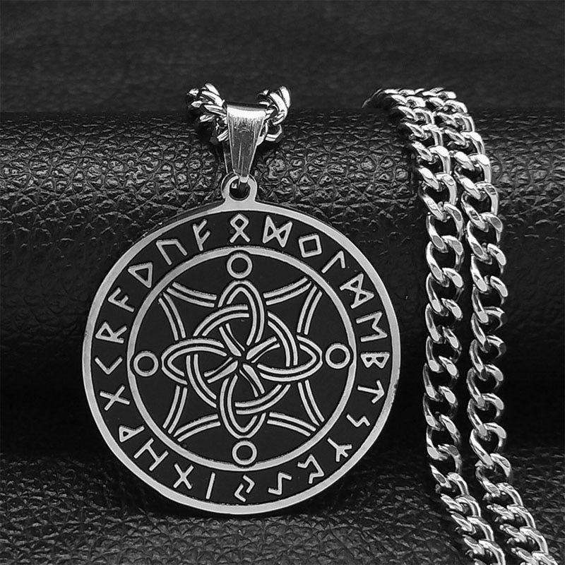 Viking Witch Celtic Knot Pendant Necklace Stainless Steel Men Chain Odin Gothic Necklace Protection Amulet Jewelry nudo de bruj