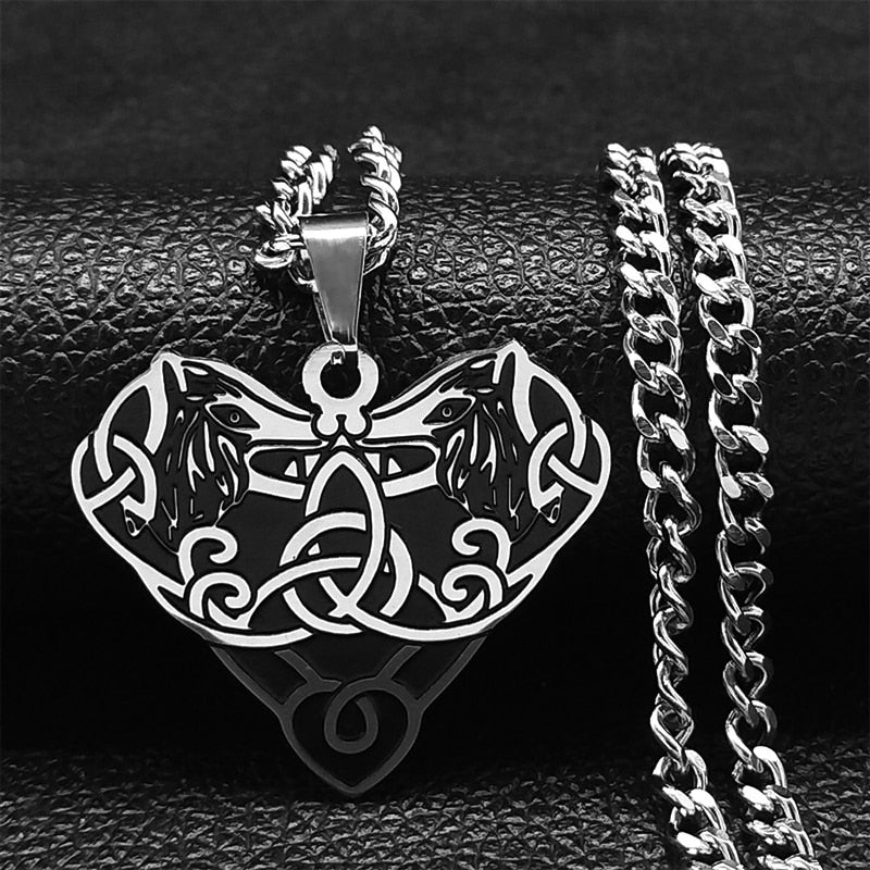 Viking Witch Celtic Knot Pendant Necklace Stainless Steel Men Chain Odin Gothic Necklace Protection Amulet Jewelry nudo de bruj