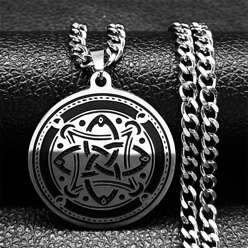 Viking Witch Celtic Knot Pendant Necklace Stainless Steel Men Chain Odin Gothic Necklace Protection Amulet Jewelry nudo de bruj