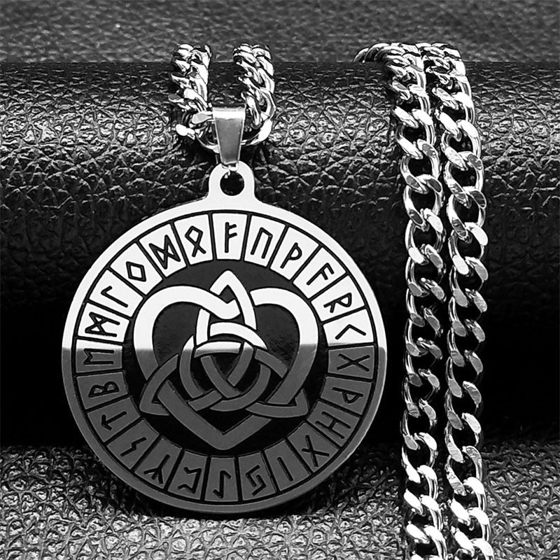 Viking Witch Celtic Knot Pendant Necklace Stainless Steel Men Chain Odin Gothic Necklace Protection Amulet Jewelry nudo de bruj