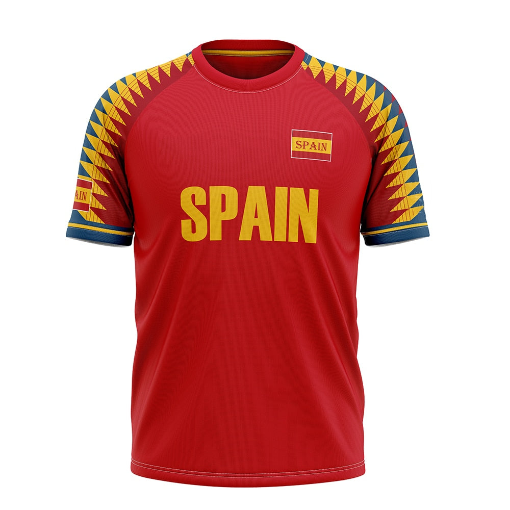 Football Shirt 2022 2023 Diy Soccer T-shirt Man Spain Oversized Football Shirts 22/23 National Team Customized Fan Uniform