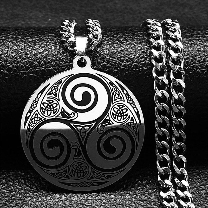 Viking Witch Celtic Knot Pendant Necklace Stainless Steel Men Chain Odin Gothic Necklace Protection Amulet Jewelry nudo de bruj