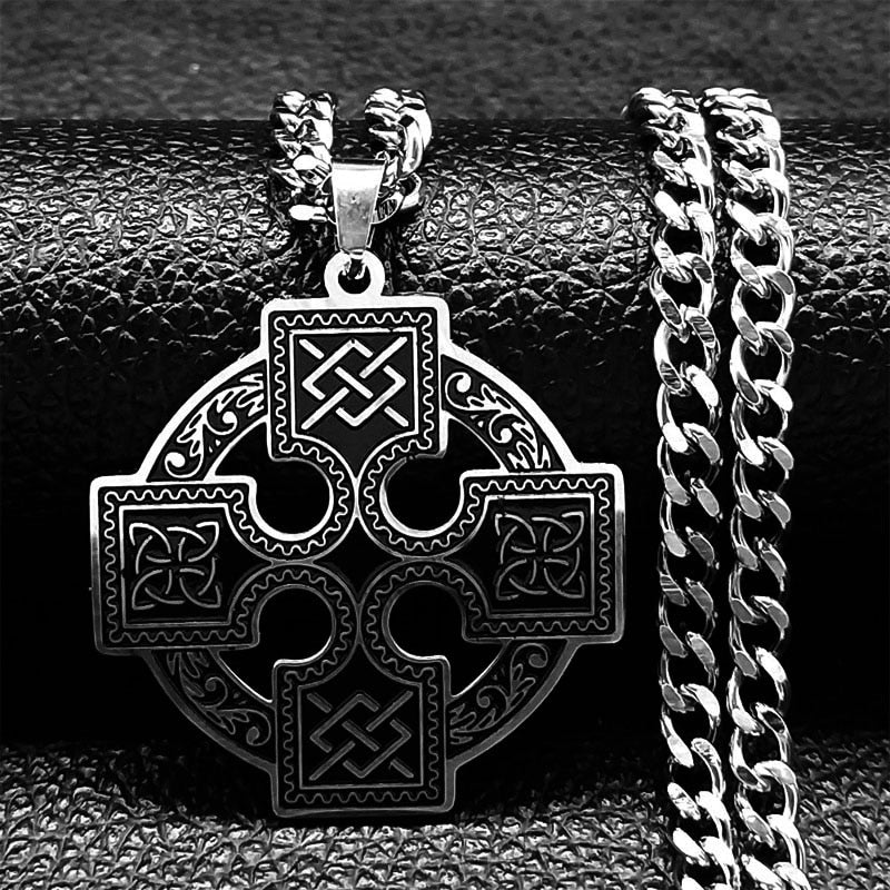 Viking Witch Celtic Knot Pendant Necklace Stainless Steel Men Chain Odin Gothic Necklace Protection Amulet Jewelry nudo de bruj