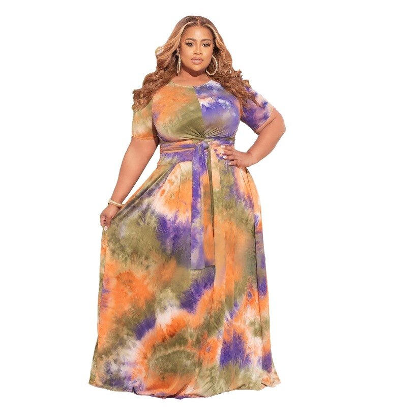 African Clothes for Women Summer African Women Printing dress Two Pieces Sets Top and Skirts African Clothing L-5XL