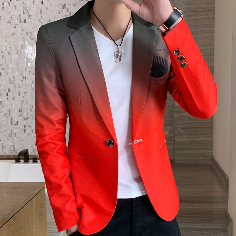 Men Blazer 2022 Spring New Colorblock Plaid Blazer Men Slim Casual Man Blazers Wedding Business Party Clothing Dress Men Coats